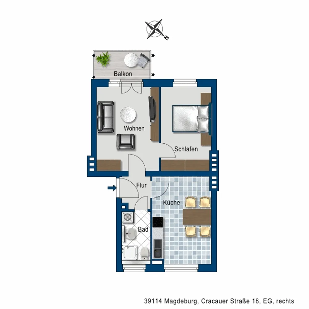 2 Zimmer Wohnung mit 47 m² in Magdeburg – Bild 3