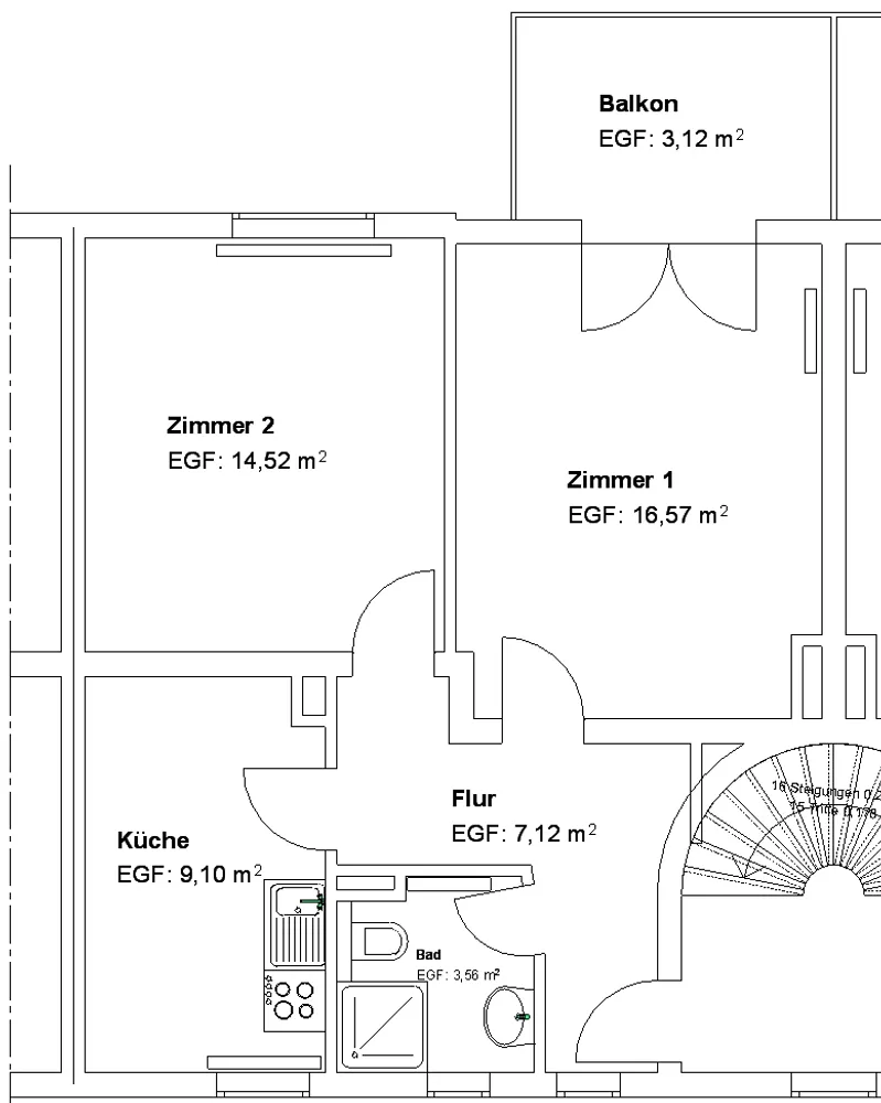 2 Zimmer Wohnung mit 53 m² in Kassel – Bild 2