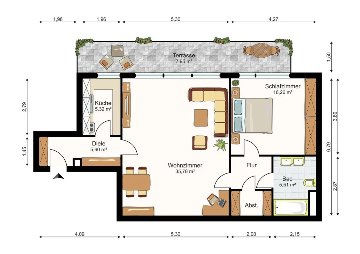 2 Zimmer Wohnung mit 82 m² in Düsseldorf – Bild 2
