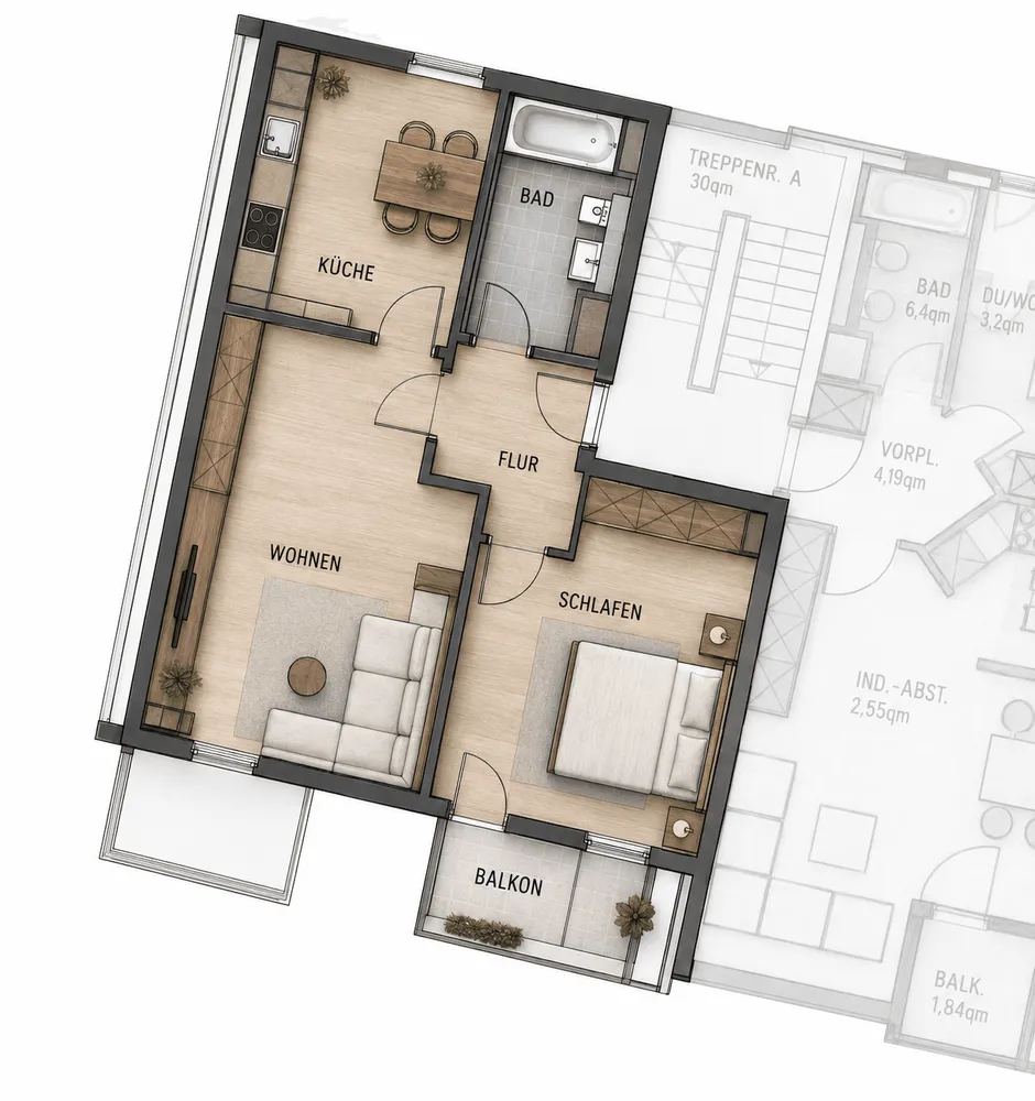 2 Zimmer Wohnung mit 55 m² in Dortmund – Bild 12
