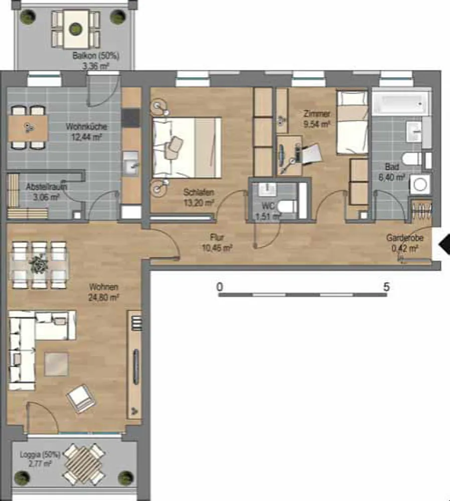 3 Zimmer Wohnung mit 88 m² in Frankfurt am Main – Bild 2
