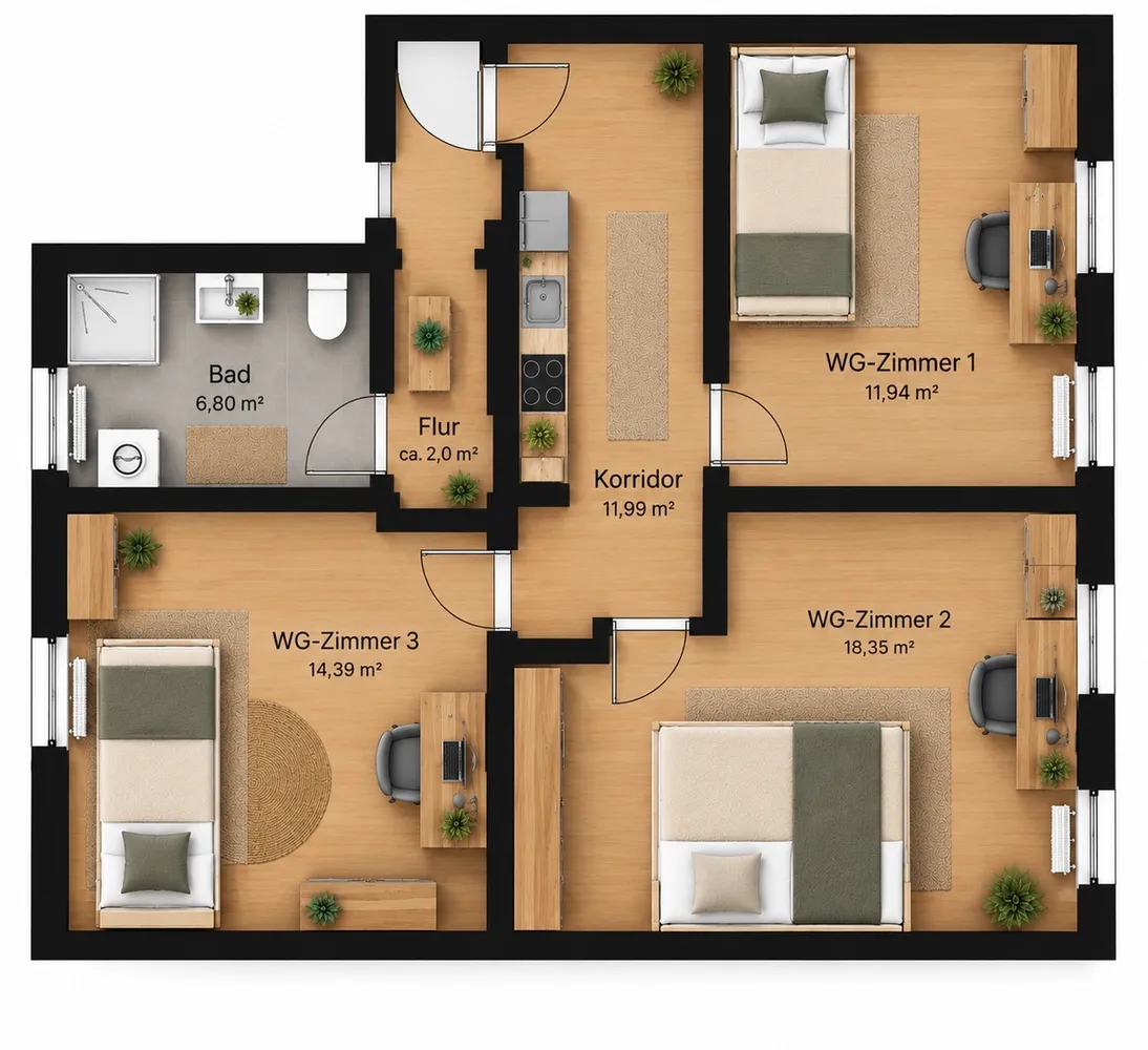 4 Zimmer Wohnung mit 67 m² in Erlangen – Bild 2