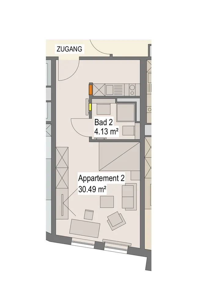 1 Zimmer Wohnung mit 35 m² in Ansbach – Bild 2