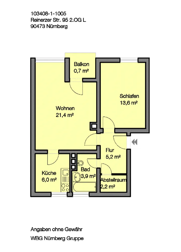 2 room apartment with 53 m² in Nuremberg – Photo 3