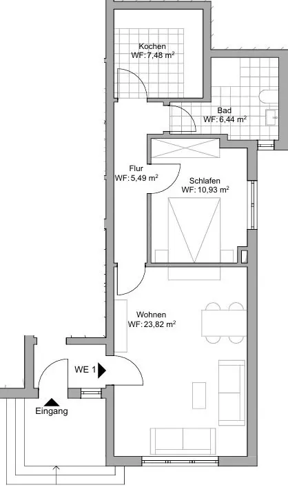 2 Zimmer Wohnung mit 48 m² in Neuss – Bild 9