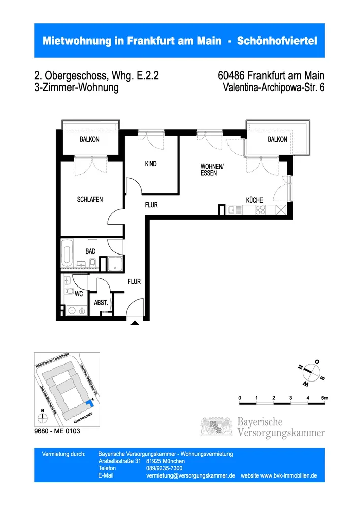 3 Zimmer Wohnung mit 86 m² in Frankfurt am Main – Bild 2