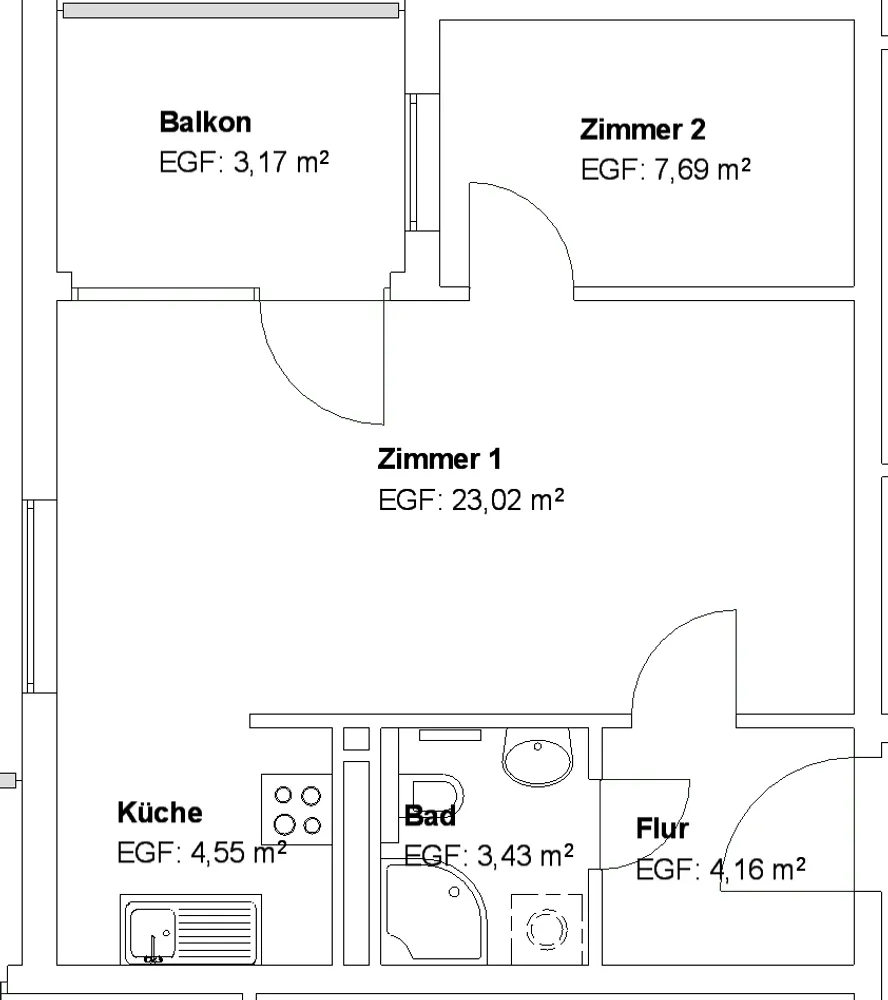 2 Zimmer Wohnung mit 46 m² in Kassel – Bild 2