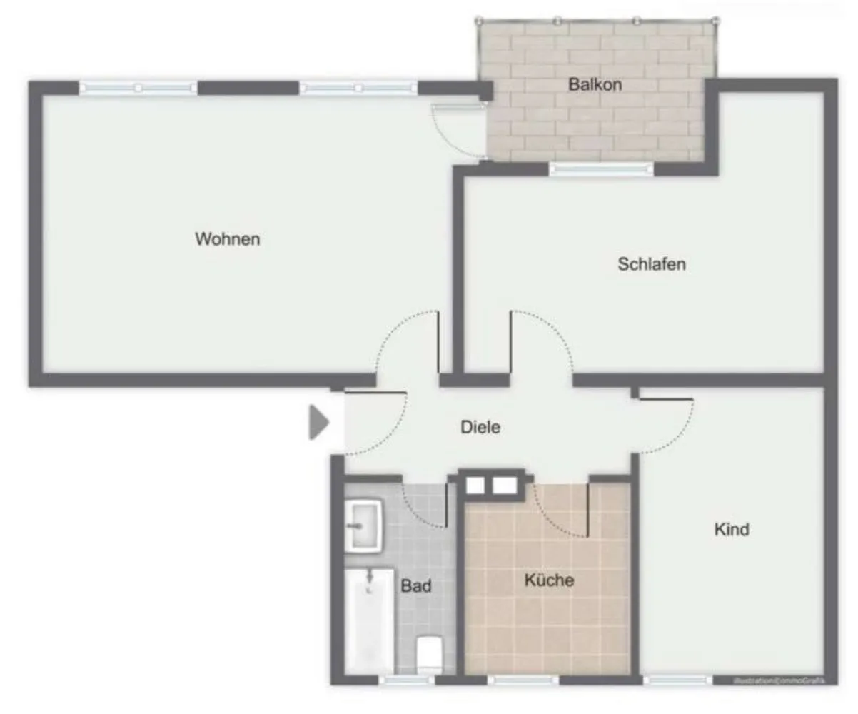 1 room apartment with 29 m² in Frankfurt am Main – Photo 4
