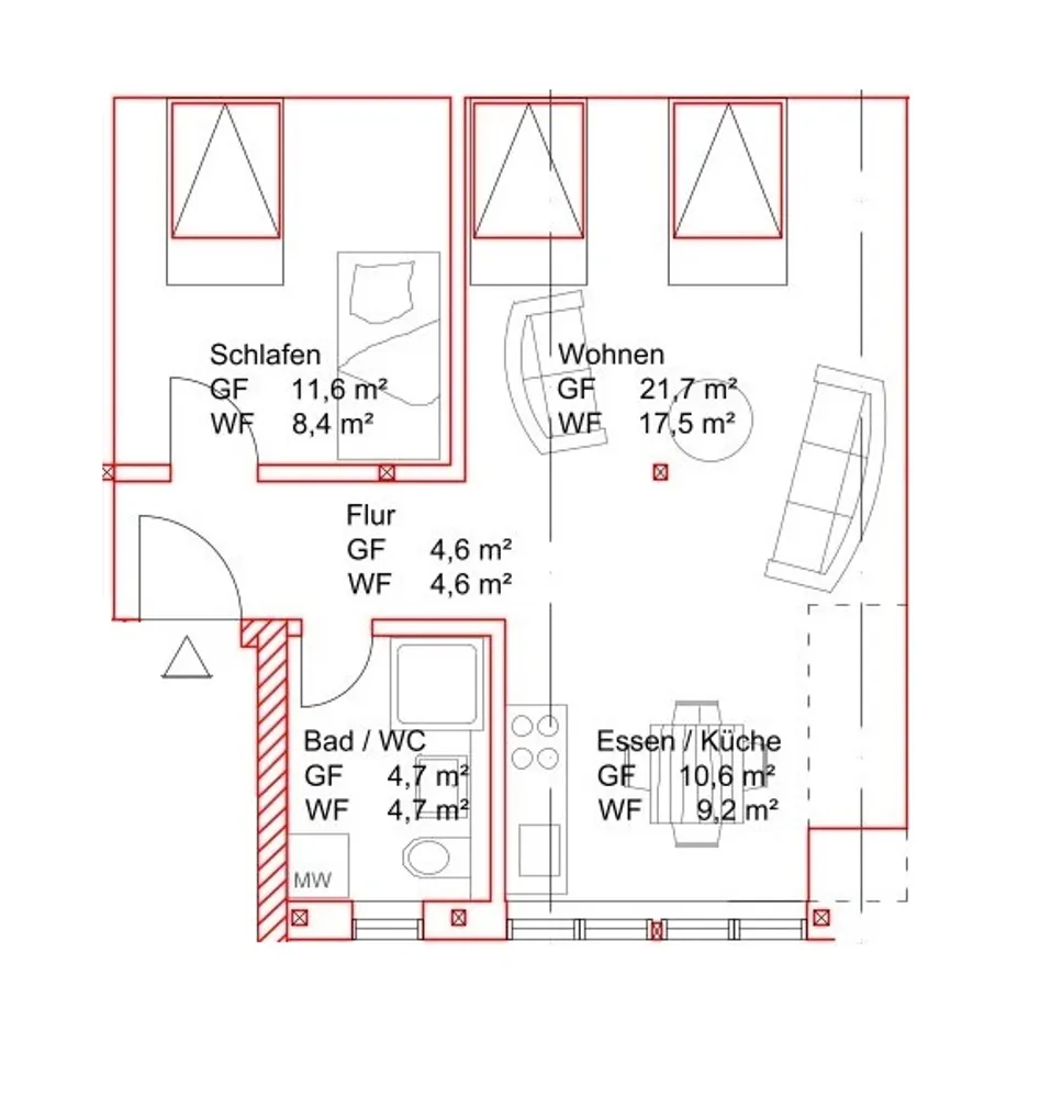 2 Zimmer Wohnung mit 44 m² in Pirna – Bild 2