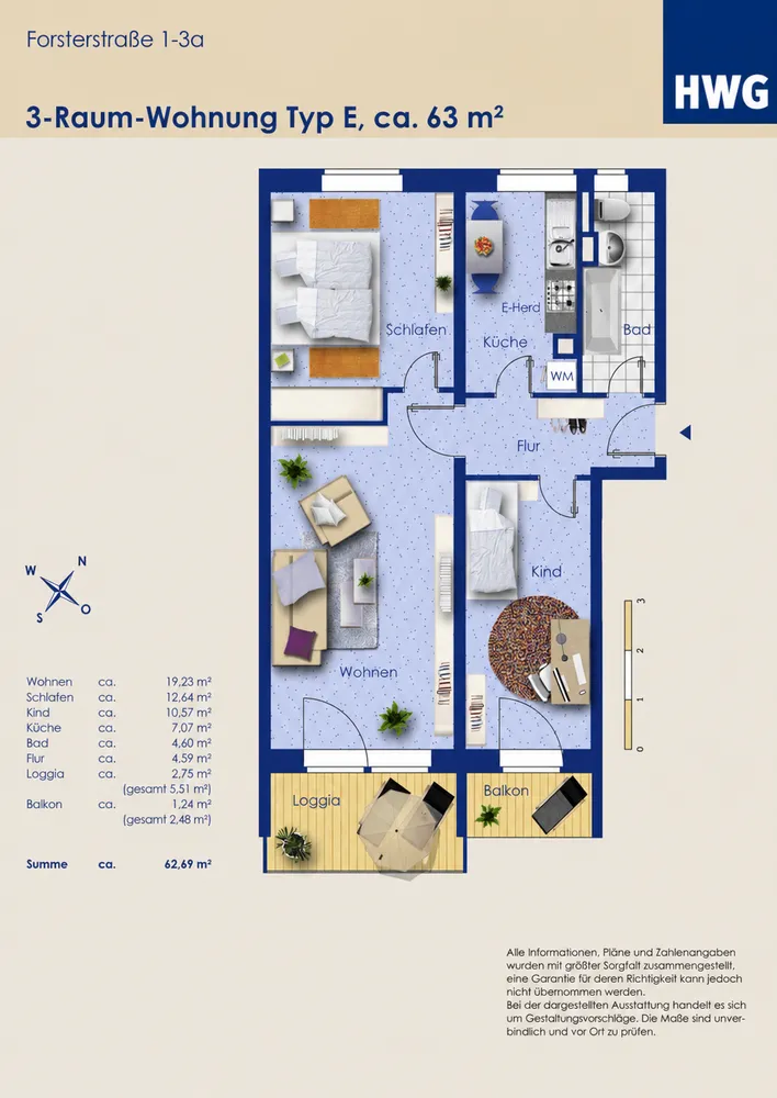 3 Zimmer Wohnung mit 62 m² in Halle (Saale) – Bild 3