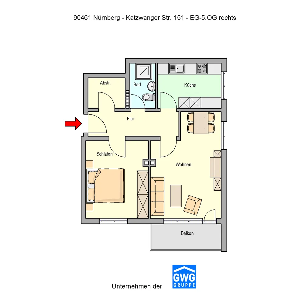 2 Zimmer Wohnung mit 56 m² in Nürnberg – Bild 2