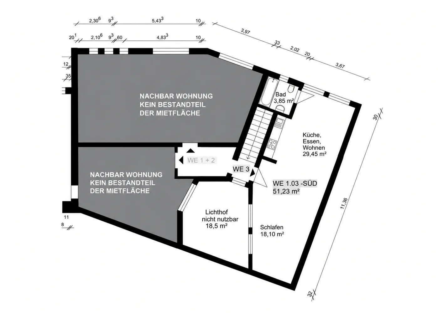 1 room apartment with 51 m² in Augsburg – Photo 7