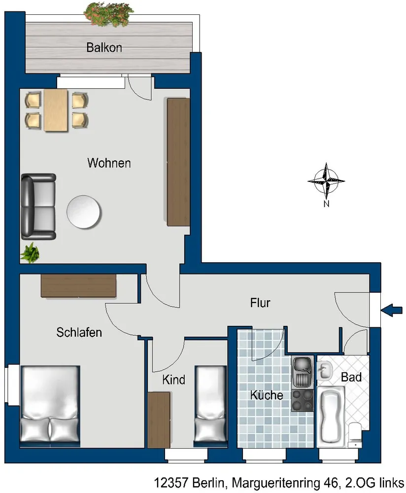 3 Zimmer Wohnung mit 65 m² in Berlin – Bild 2