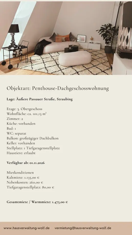 2 Zimmer Wohnung mit 101 m² in Straubing – Bild 2