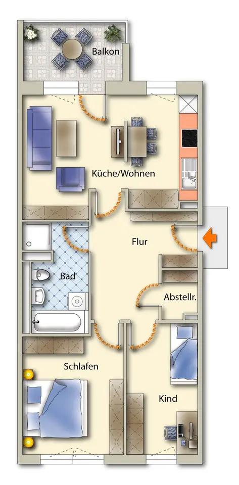 3 Zimmer Wohnung mit 69 m² in Freiberg – Bild 3