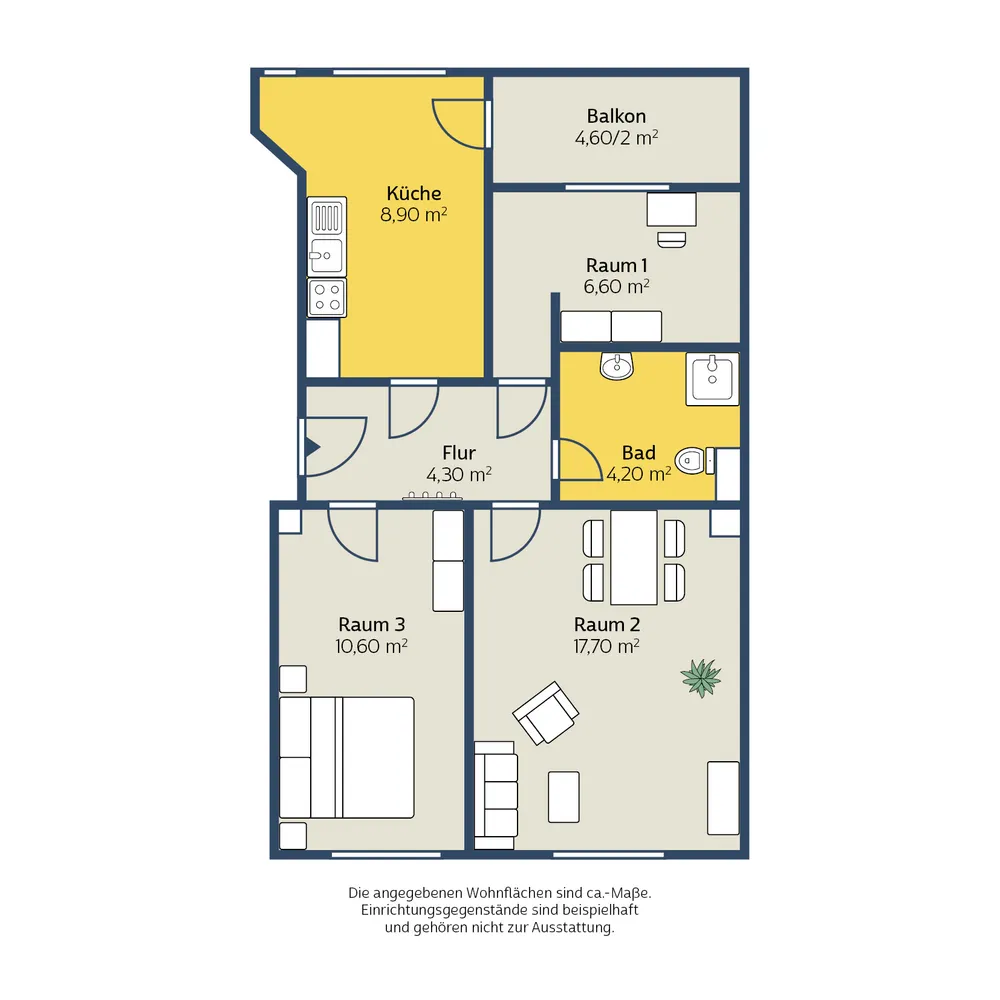 3 Zimmer Wohnung mit 54 m² in Leipzig – Bild 2