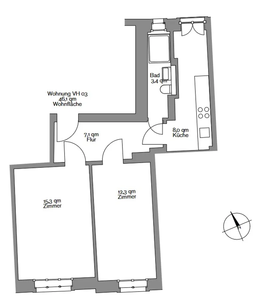 2 Zimmer Wohnung mit 46 m² in Dresden – Bild 2