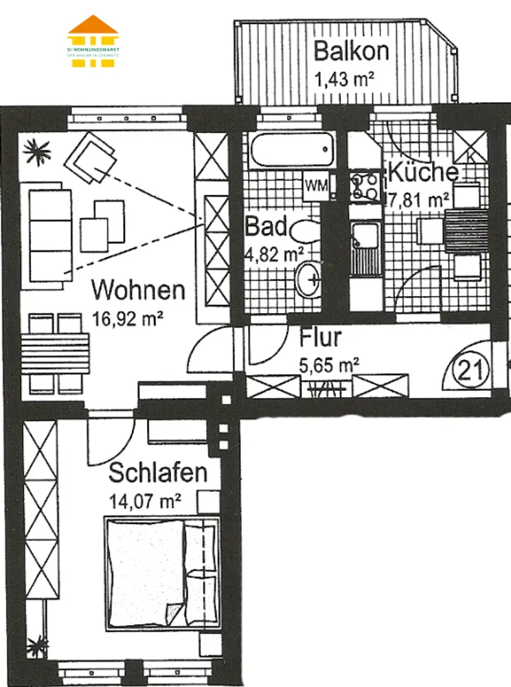 2 room apartment with 51 m² in Chemnitz – Photo 5
