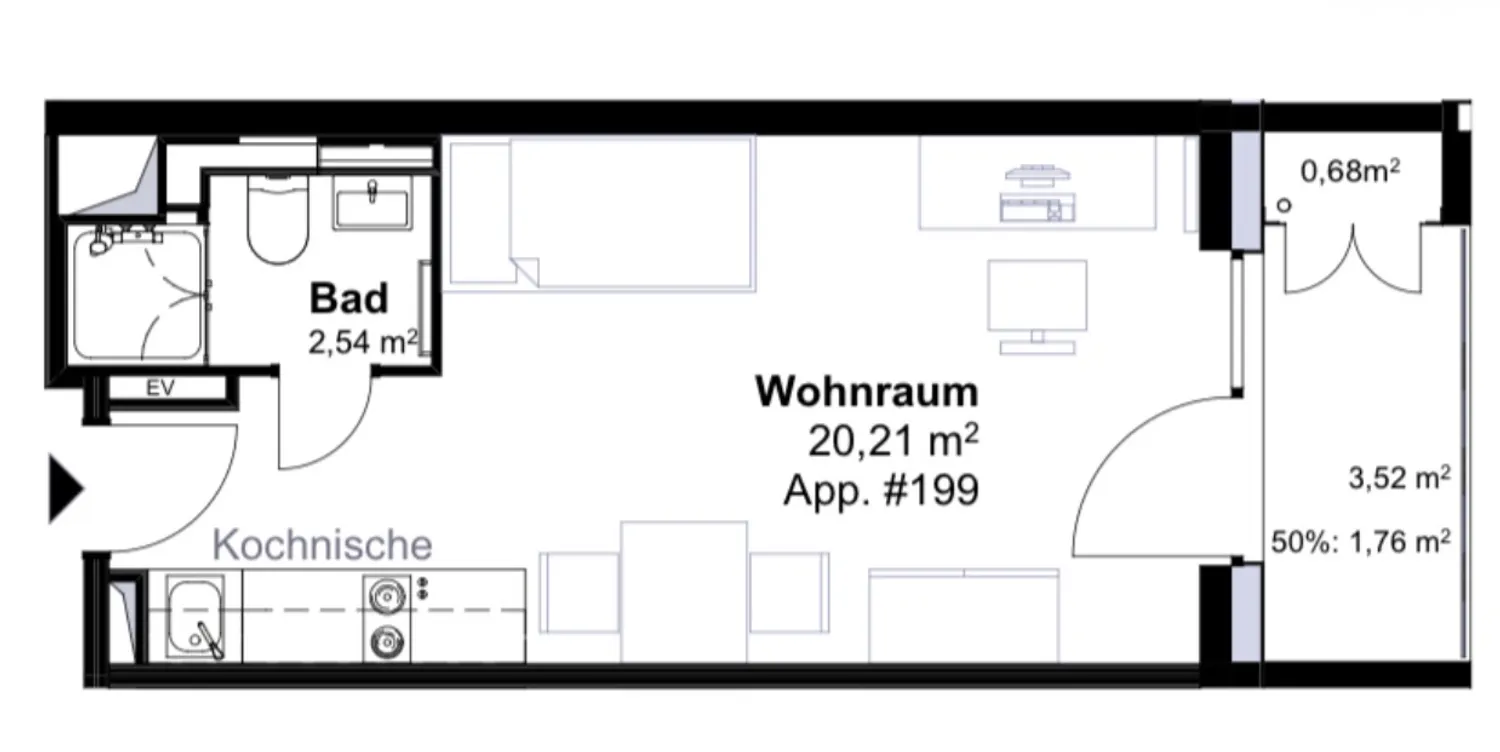 1 Zimmer Wohnung mit 25 m² in Mainz – Bild 1