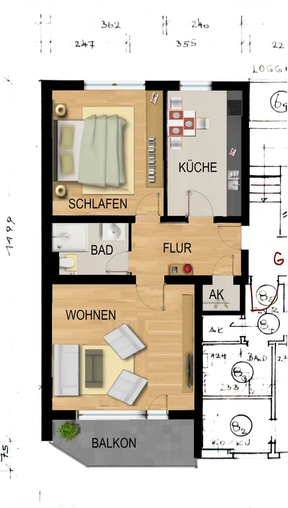 3 Zimmer Wohnung mit 59 m² in Duisburg – Bild 5