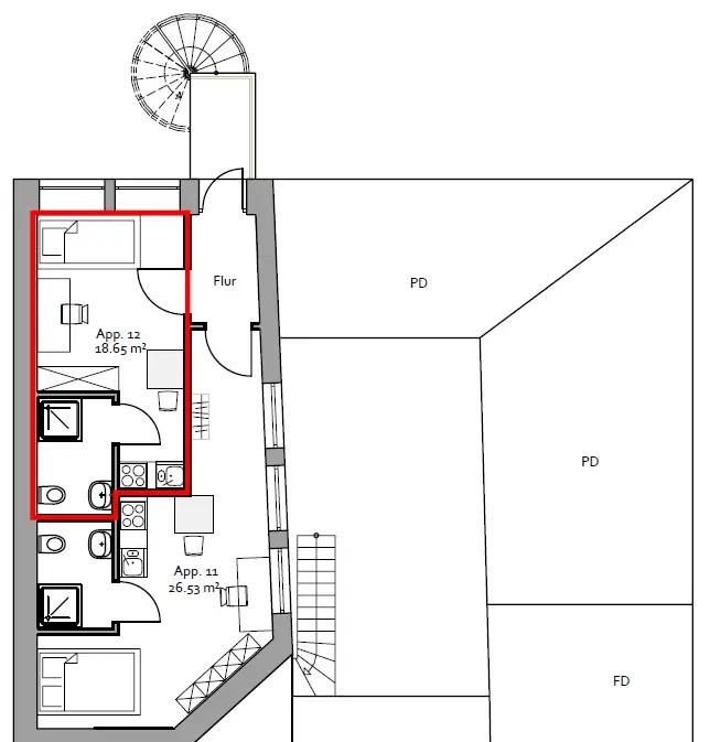 2 Zimmer Wohnung mit 18 m² in Detmold – Bild 5