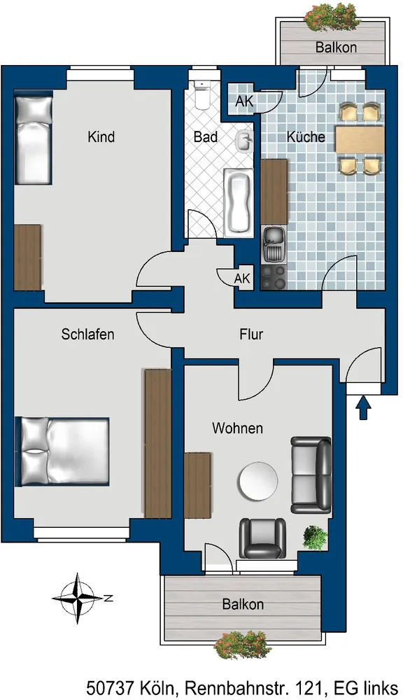 3 room apartment with 76 m² in Cologne – Photo 2