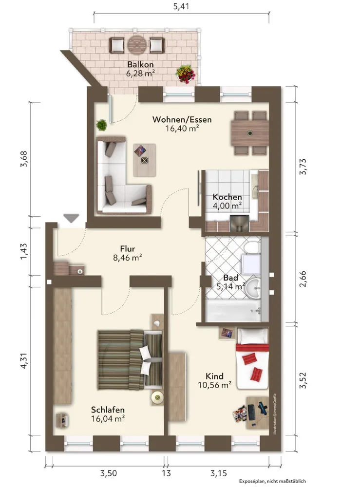 3 Zimmer Wohnung mit 64 m² in Erfurt – Bild 3