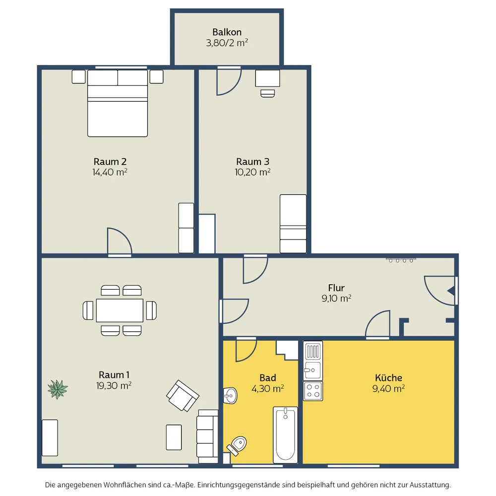 3 Zimmer Wohnung mit 69 m² in Leipzig – Bild 2