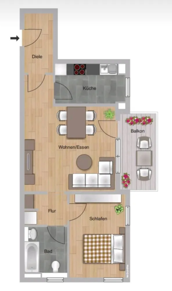 2 Zimmer Wohnung mit 62 m² in Offenbach am Main – Bild 1