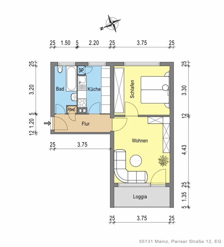 2 Zimmer Wohnung mit 46 m² in Mainz – Bild 2