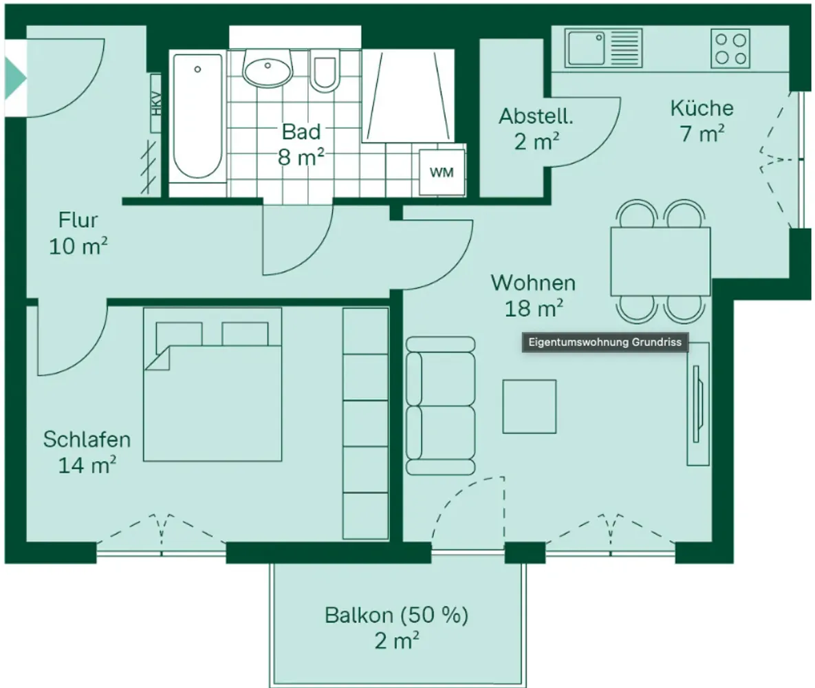 2 Zimmer Wohnung mit 61 m² in Berlin – Bild 1