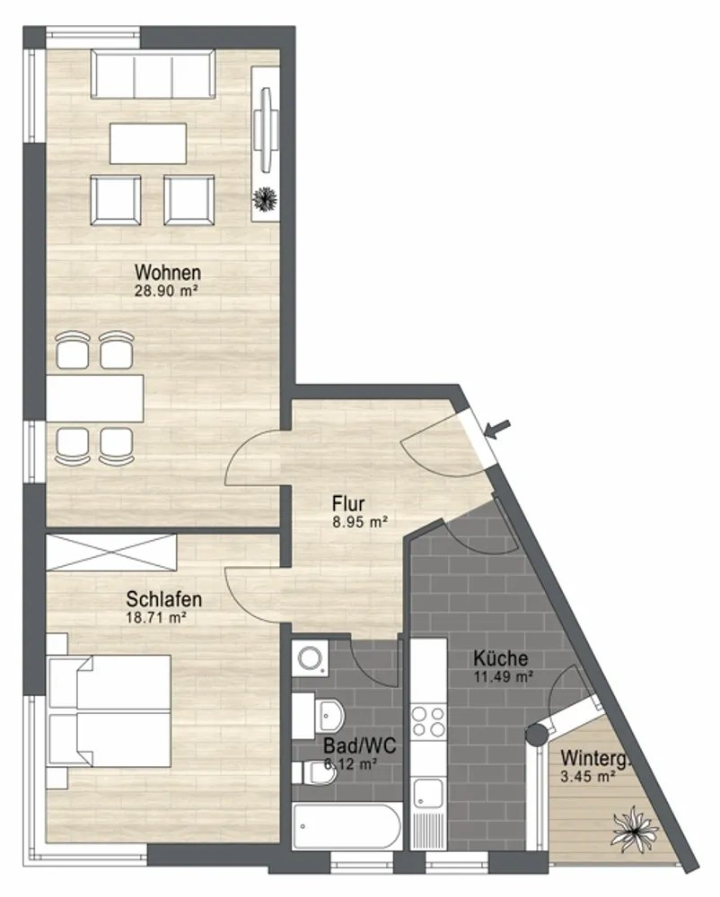 2 Zimmer Wohnung mit 78 m² in Leipzig – Bild 2
