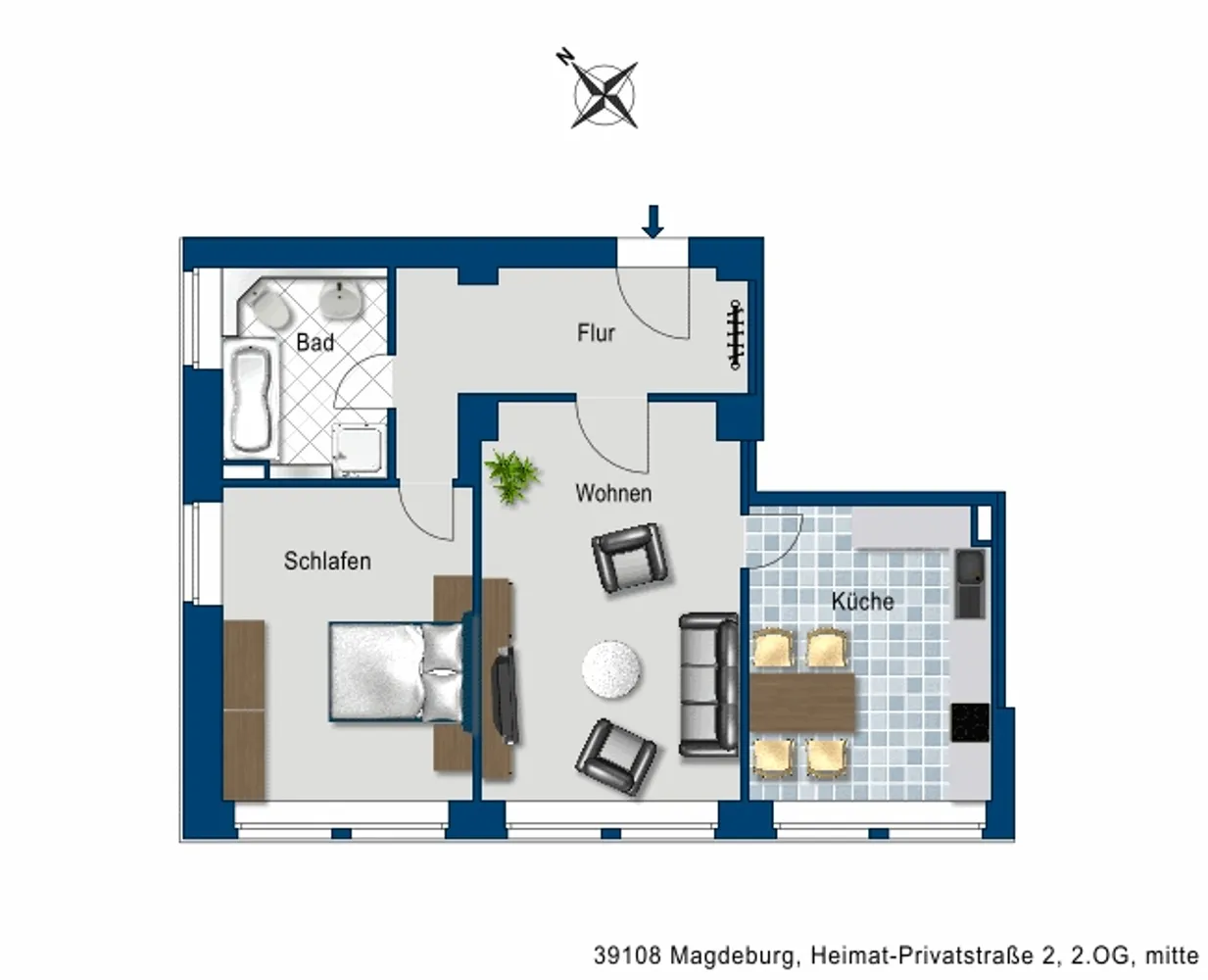 2 room apartment with 70 m² in Magdeburg – Photo 2