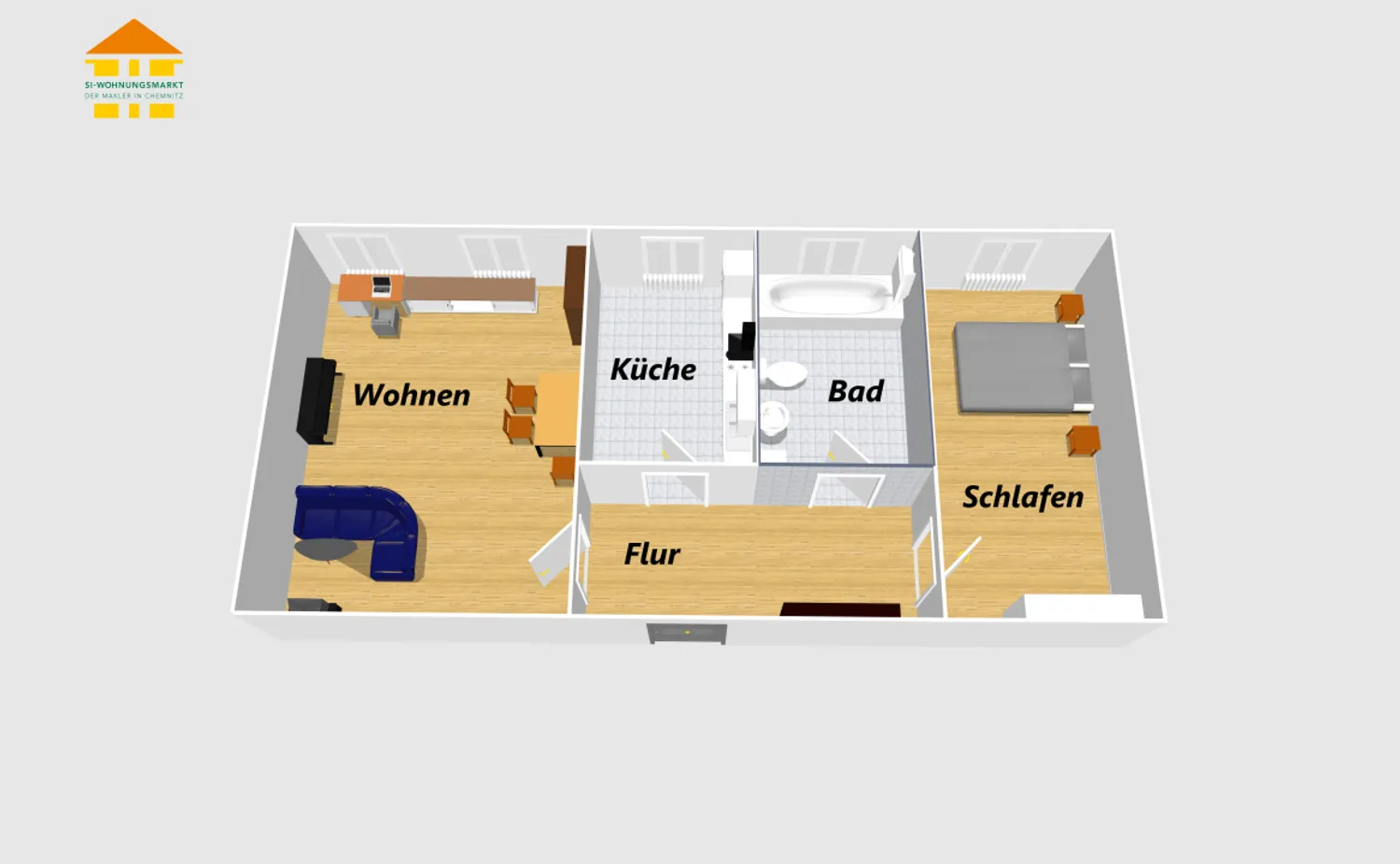 2 room apartment with 55 m² in Chemnitz – Photo 2