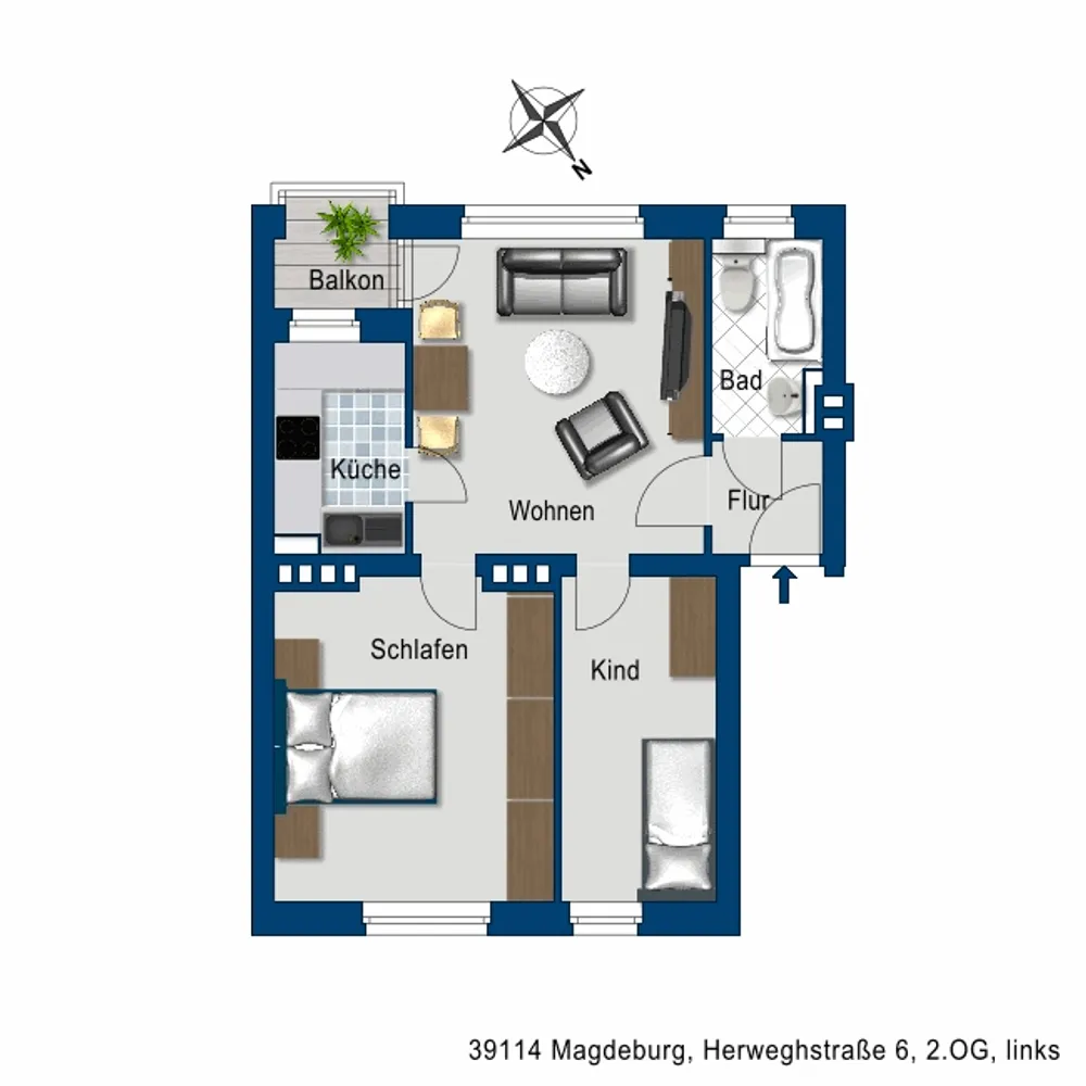 3 room apartment with 46 m² in Magdeburg – Photo 2