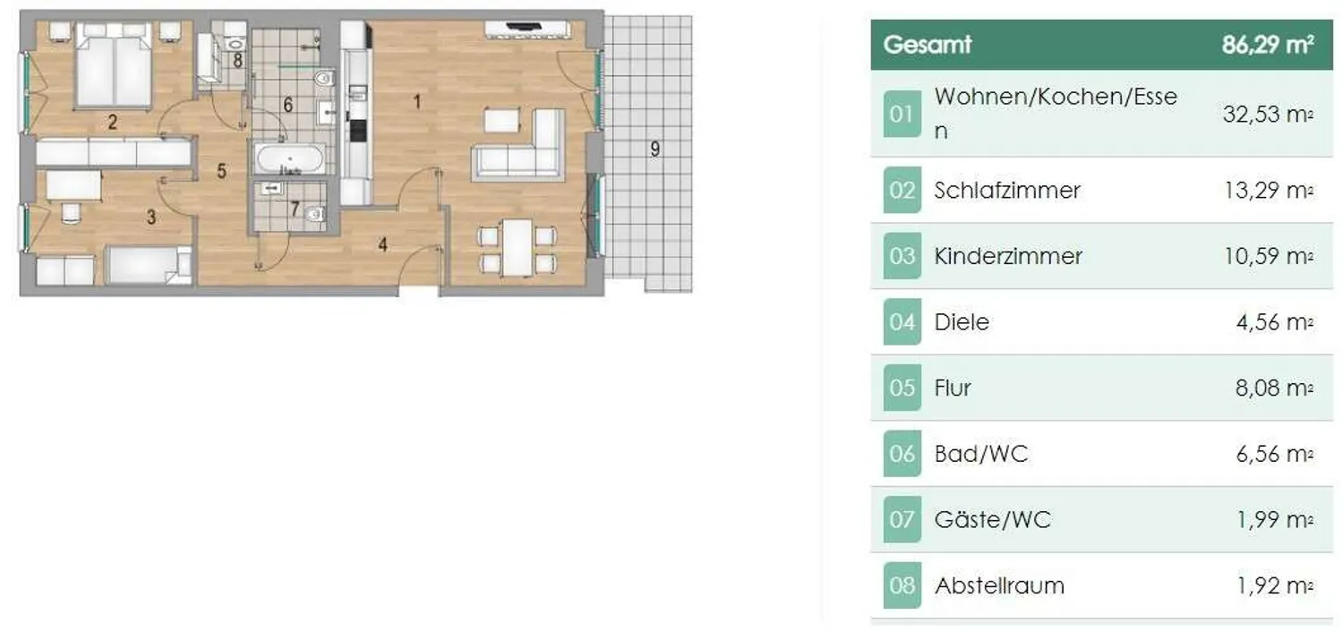 3 Zimmer Wohnung mit 86 m² in Leipzig – Bild 2