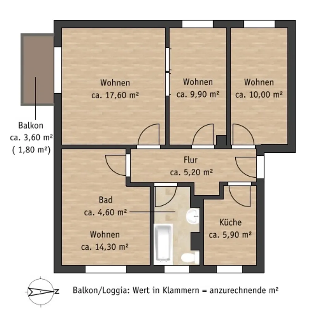 4 Zimmer Wohnung mit 69 m² in Pirna – Bild 1