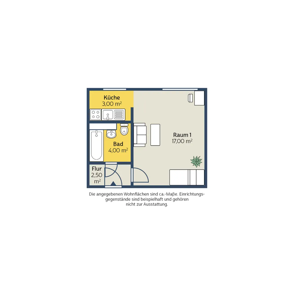 1 Zimmer Wohnung mit 26 m² in Leipzig – Bild 1