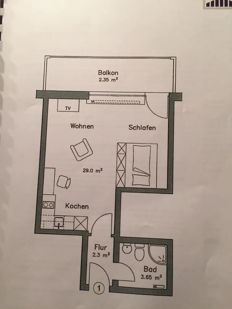 1 Zimmer Wohnung mit 42 m² in Hagen – Bild 3