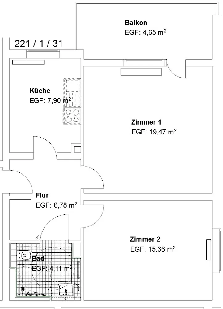 2 Zimmer Wohnung mit 59 m² in Kassel – Bild 2