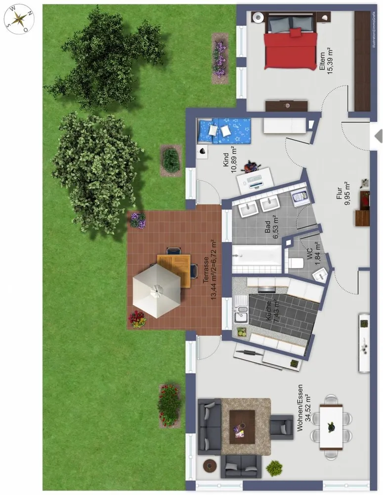 3 Zimmer Wohnung mit 90 m² in Ulm – Bild 1