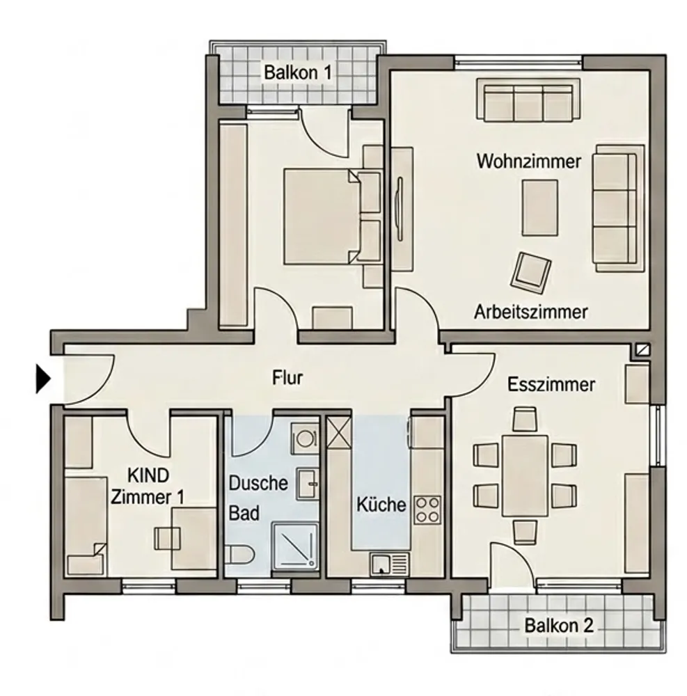 4 Zimmer Wohnung mit 86 m² in Frankfurt am Main – Bild 2