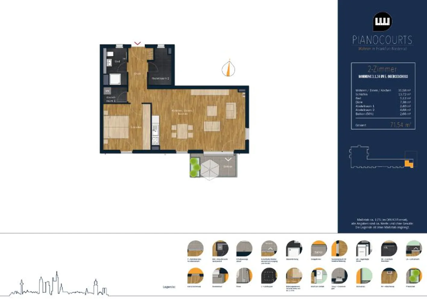 2 Zimmer Wohnung mit 72 m² in Frankfurt am Main – Bild 2