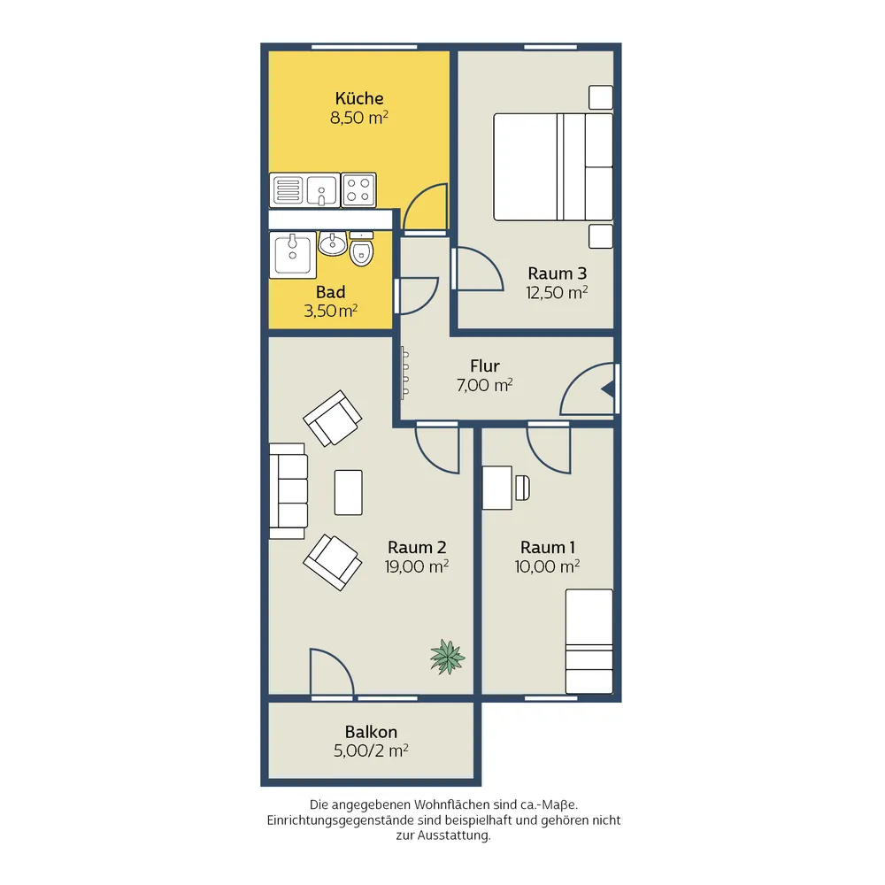 3 Zimmer Wohnung mit 63 m² in Leipzig – Bild 2