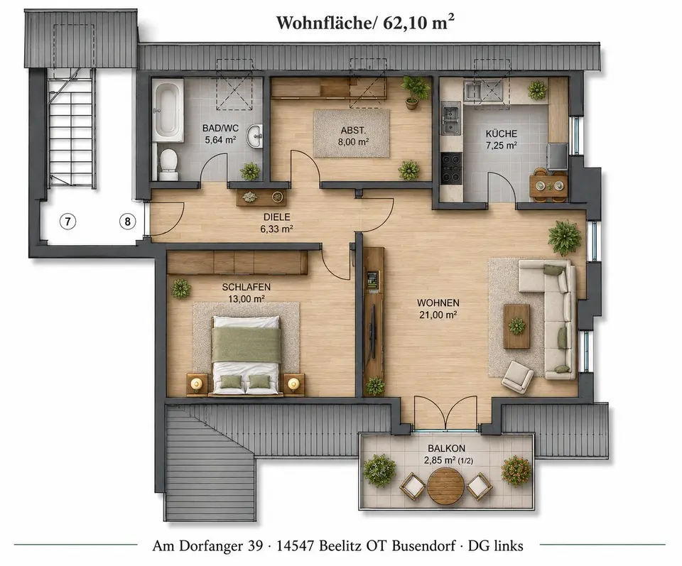 2 Zimmer Wohnung mit 45 m² in Luckenwalde – Bild 3