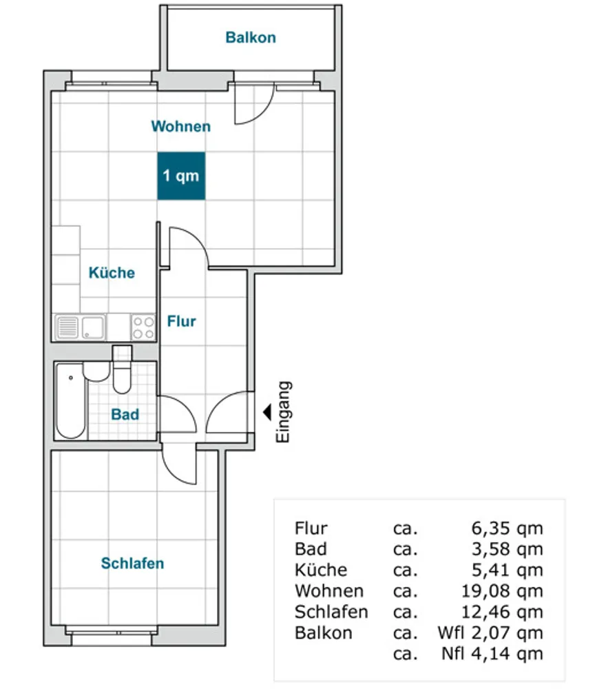 2 Zimmer Wohnung mit 49 m² in Dresden – Bild 1