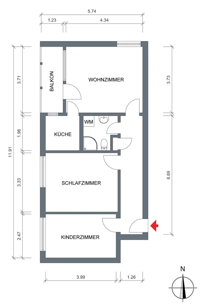 3 Zimmer Wohnung mit 59 m² in München – Bild 7
