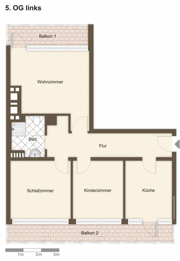 3 Zimmer Wohnung mit 56 m² in Bremen – Bild 1