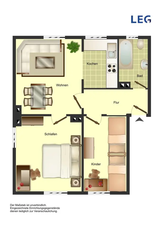3 Zimmer Wohnung mit 68 m² in Bocholt – Bild 2