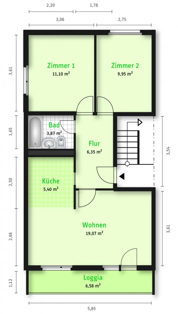 3 Zimmer Wohnung mit 59 m² in Halle (Saale) – Bild 2